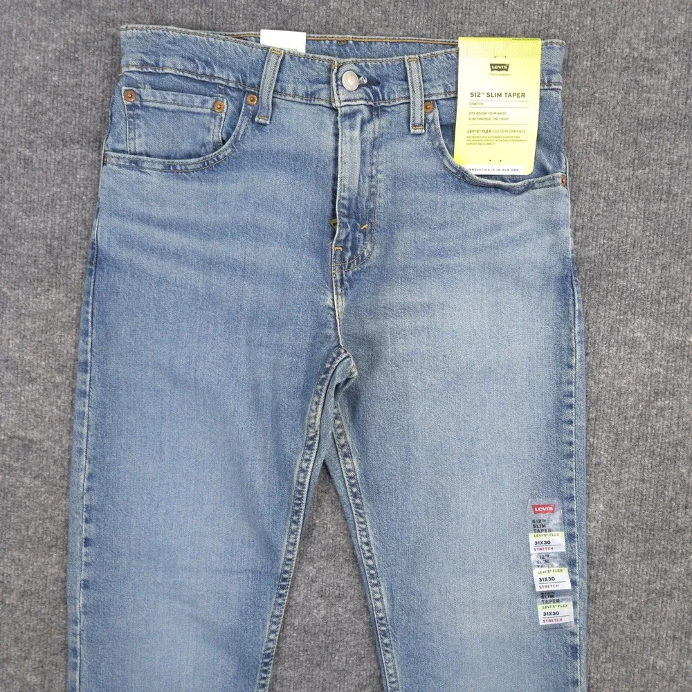 Levis 512 Jeans Mens 31X30 Blue Slim Taper Flex Stretch Light Wash Denim NEW